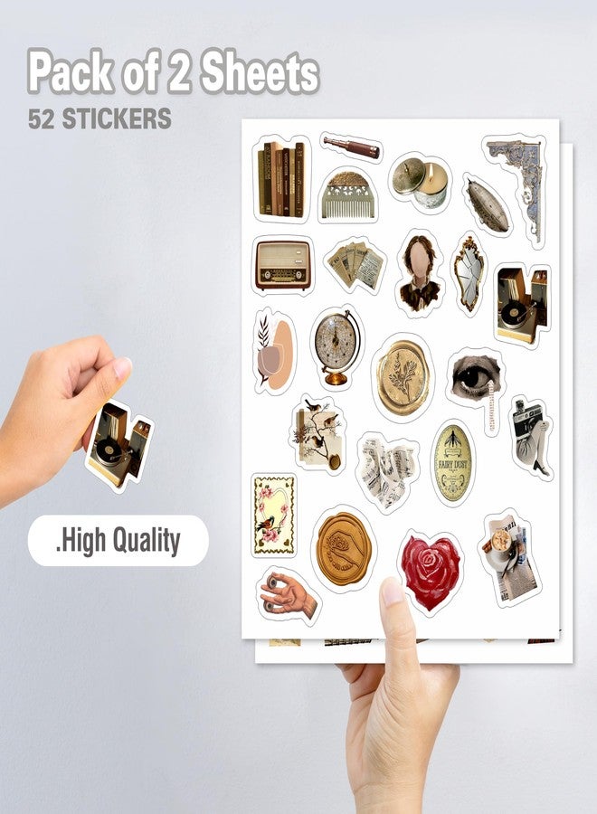 True Flair Trueflair Pack of 52 Vintage Vinyl Laptop Stickers, Random Designs, for Scrapbook, Journal, Diary, Journalling, Mobile, Waterproof, Self-Adhesive (Vintage Design 6) - Image 5